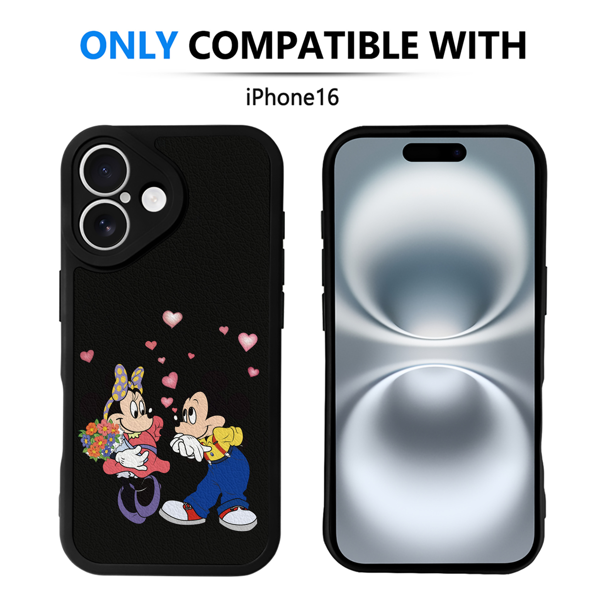（画像用） ミッキーマウス Mickey Mouse 【iPhone 16シリーズ対応】シリコンスマホケース（レザー調） 材質：シリコン